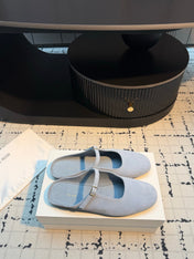 THE ROW 26S MARY JANE MULES 20MM IN LIGHT BLUE SUEDE