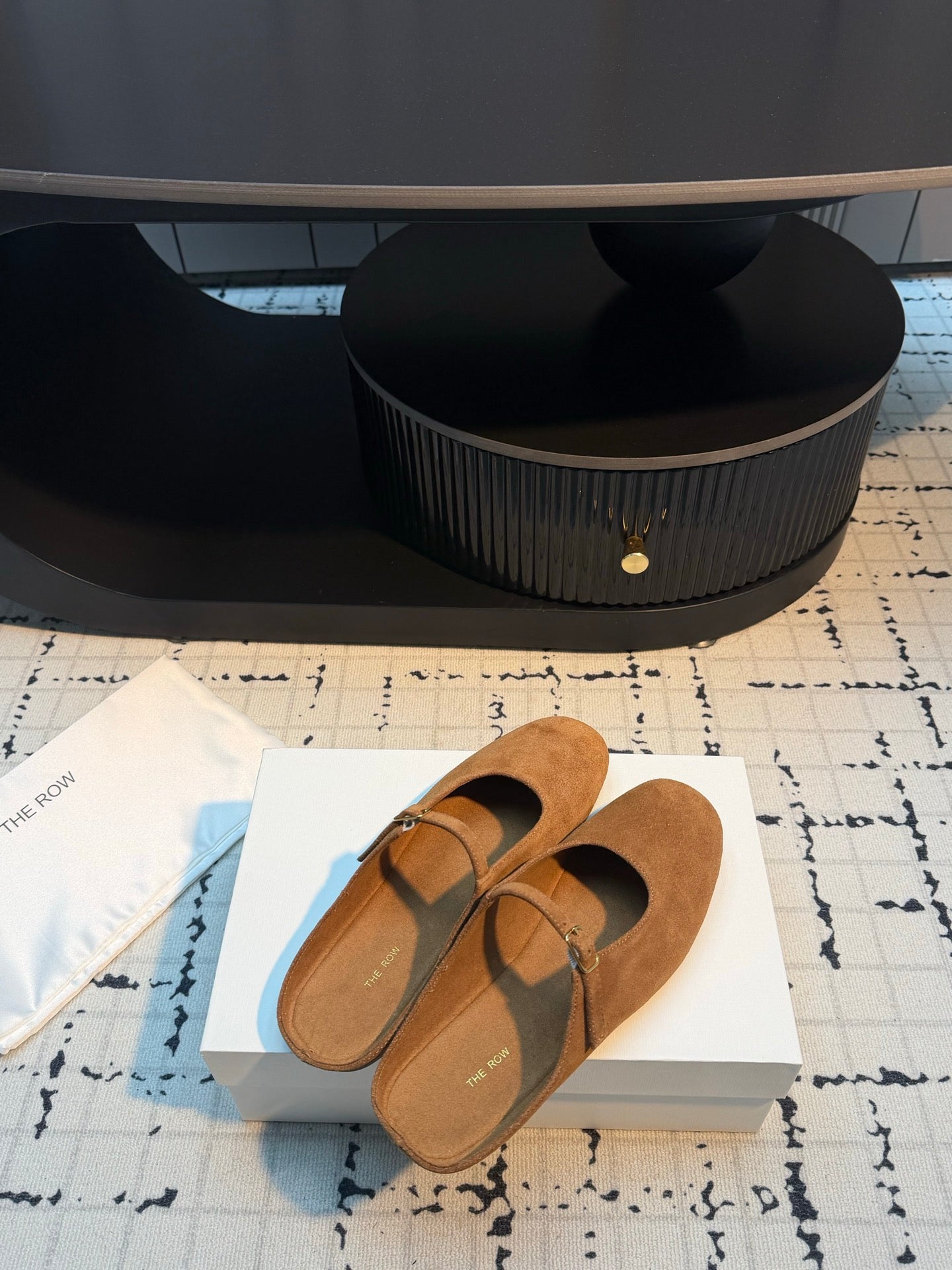 THE ROW 26S MARY JANE MULES 20MM IN CARAMEL BROWN SUEDE