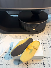 THE ROW 26S MARY JANE MULES 20MM IN YELLOW SUEDE