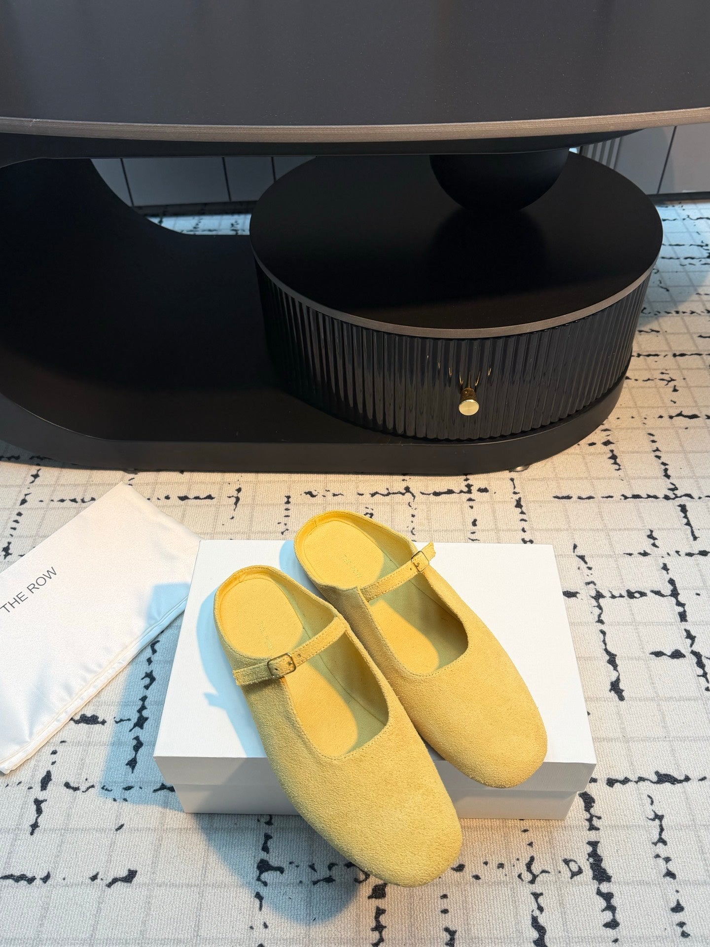 THE ROW 26S MARY JANE MULES 20MM IN YELLOW SUEDE