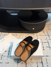THE ROW 26S MARY JANE MULES 20MM IN BLACK SUEDE