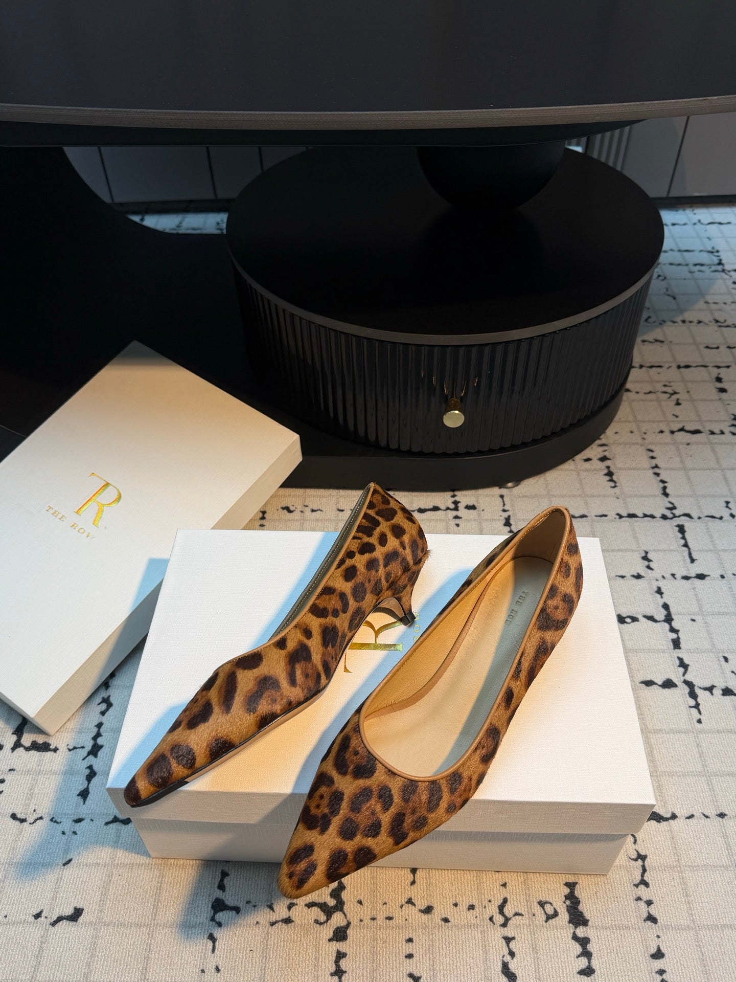 THE ROW 26S POINTED TOE HIGH HEELS 35MM IN BROWN SPOTTED CALF HAIR