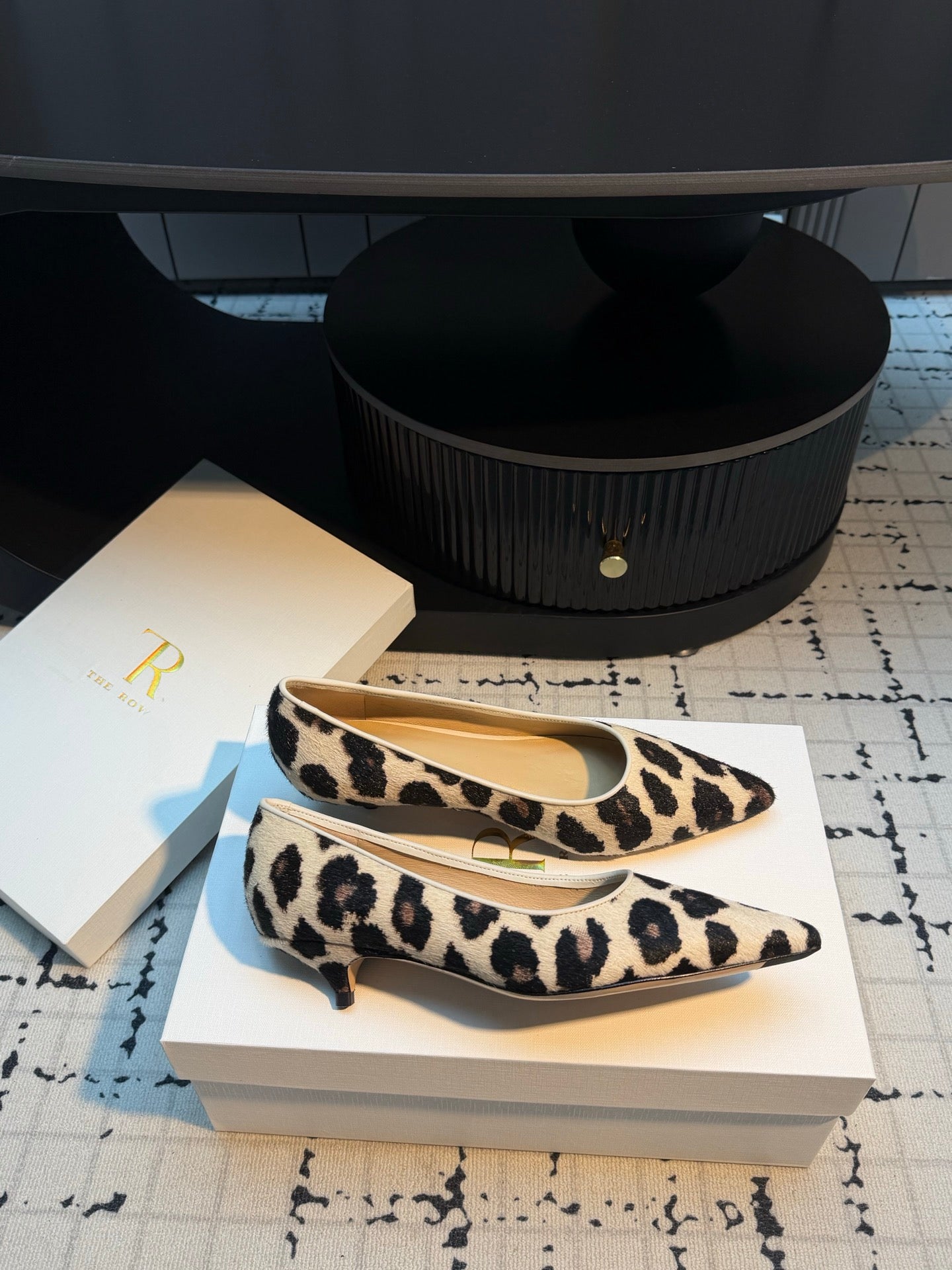 THE ROW 26S POINTED TOE HIGH HEELS 35MM IN WHITE SPOTTED CALF HAIR