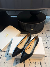 THE ROW 26S POINTED TOE HIGH HEELS 35MM IN BLACK CALFSKIN