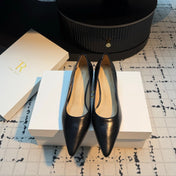 THE ROW 26S POINTED TOE HIGH HEELS 35MM IN BLACK CALFSKIN