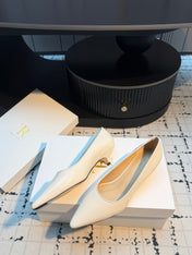 THE ROW 26S POINTED TOE HIGH HEELS 35MM IN IVORY WHITE CALFSKIN