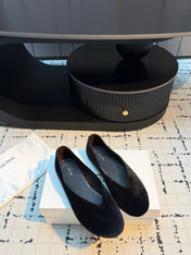 THE ROW 26S CLASSIC BALLET FLATS IN BLACK VELVET