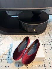 THE ROW 26S CLASSIC BALLET FLATS IN DARK RED VELVET