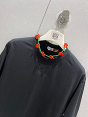 Loewe 25 Floral Neck Halter T-shirt Black Cotton 218253