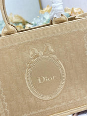 DIOR 26S BOOK TOTE BAG 36 IN BEIGE BAYADERE FABRIC