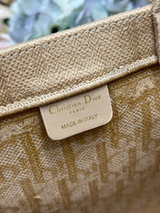 DIOR 26S BOOK TOTE BAG 42 IN BEIGE BAYADERE FABRIC