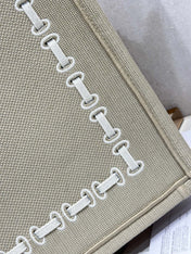DIOR 26S LARGE BOOK TOTE 42 IN BEIGE WOVEN FABRIC