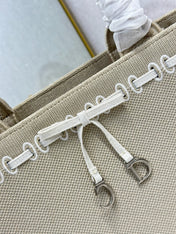 DIOR 26S LARGE BOOK TOTE 42 IN BEIGE WOVEN FABRIC