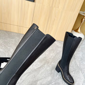 CHANEL 25S HIGH BOOTS STRETCHY SHAFT 85MM IN BLACK CALFSKIN GOLD HARDWARE