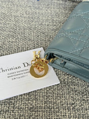 MINI LADY GARDENIA WALLET 11 IN SLATE GREY QUILTED CALFSKIN