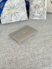 CARO FREESIA CARD HOLDER 10 IN LIGHT GREY CANNAGE CALFSKIN
