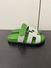 CHYPRE SANDAL GREEN MIX CREAM CALFSKIN
