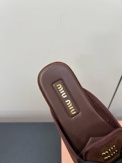 BOW MULES IN CHOCOLATE SUEDE