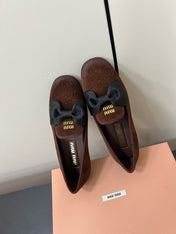 LOAFERS WITH BOW IN CHOCOLATE SUEDE