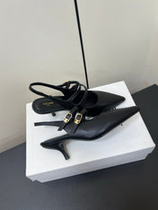 JUDY DOUBLE STRAP MARY JANE SLINGBACK IN BLACK SMOOTH CALFSKIN