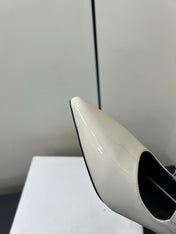 JUDY DOUBLE STRAP MARY JANE SLINGBACK IN WHITE PATENT CALFSKIN