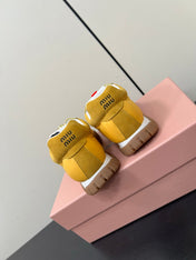 TYRE SNEAKERS IN YELLOW TECHNICAL FABRIC AND SUEDE WITH STICKER