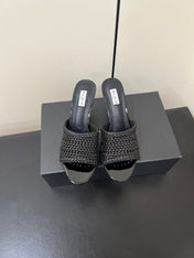ALAIA HIGH HEEL 25S 70 MM IN BLACK LAMBSKIN WITH WOVEN PATTERN