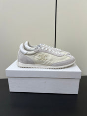 CELINE 25S RACER FORREST GUMP SNEAKERS IN IVORY AND GRAY MERCERIZED CALFSKIN