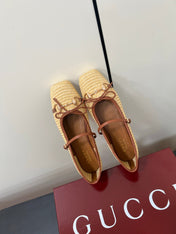 GG MARY JANE 25S IN NATURAL STRAW WITH GOLD HARDWARE