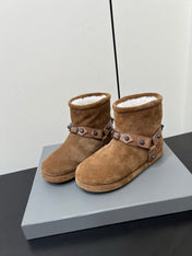 BALENCIAGA 25S ALASKA ANKLE BOOTS IN BROWN SUEDE AND LAMBSKIN