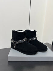BALENCIAGA 25S ALASKA ANKLE BOOTS IN BLACK SUEDE AND LAMBSKIN WITH SILVER HARDWARE