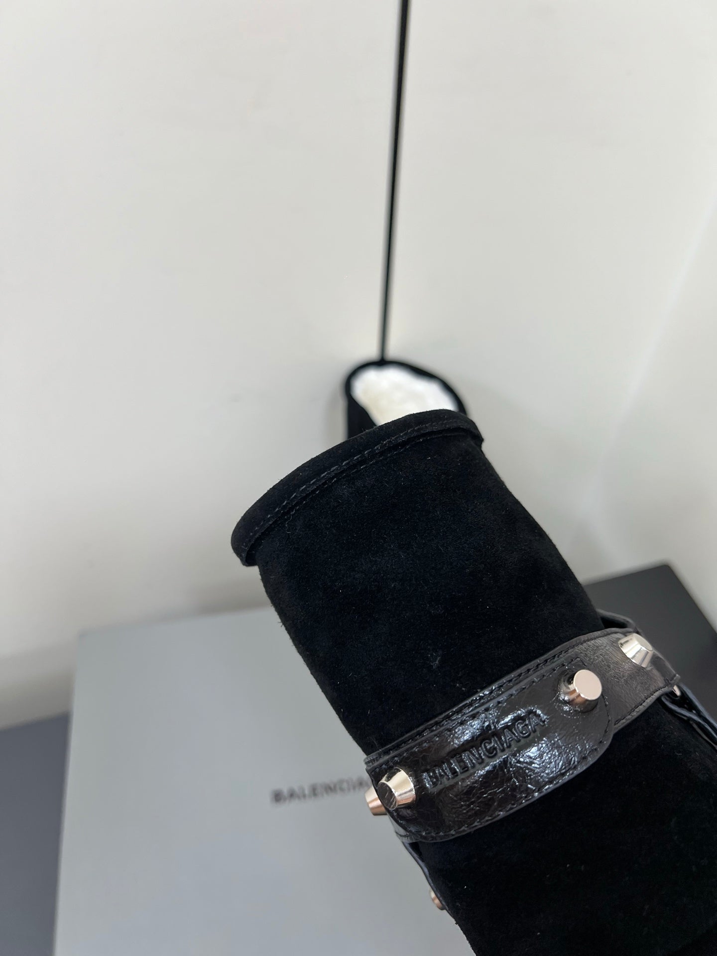 BALENCIAGA 25S ALASKA ANKLE BOOTS IN BLACK SUEDE AND LAMBSKIN WITH SILVER HARDWARE
