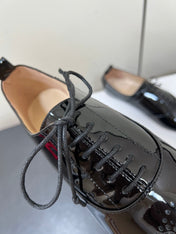 CELINE 26S MINIMAL LACE-UP SHOES IN BLACK GLOSSY CALFSKIN