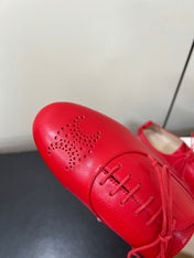 CELINE 26S MINIMAL LACE-UP SHOES IN RED CALFSKIN