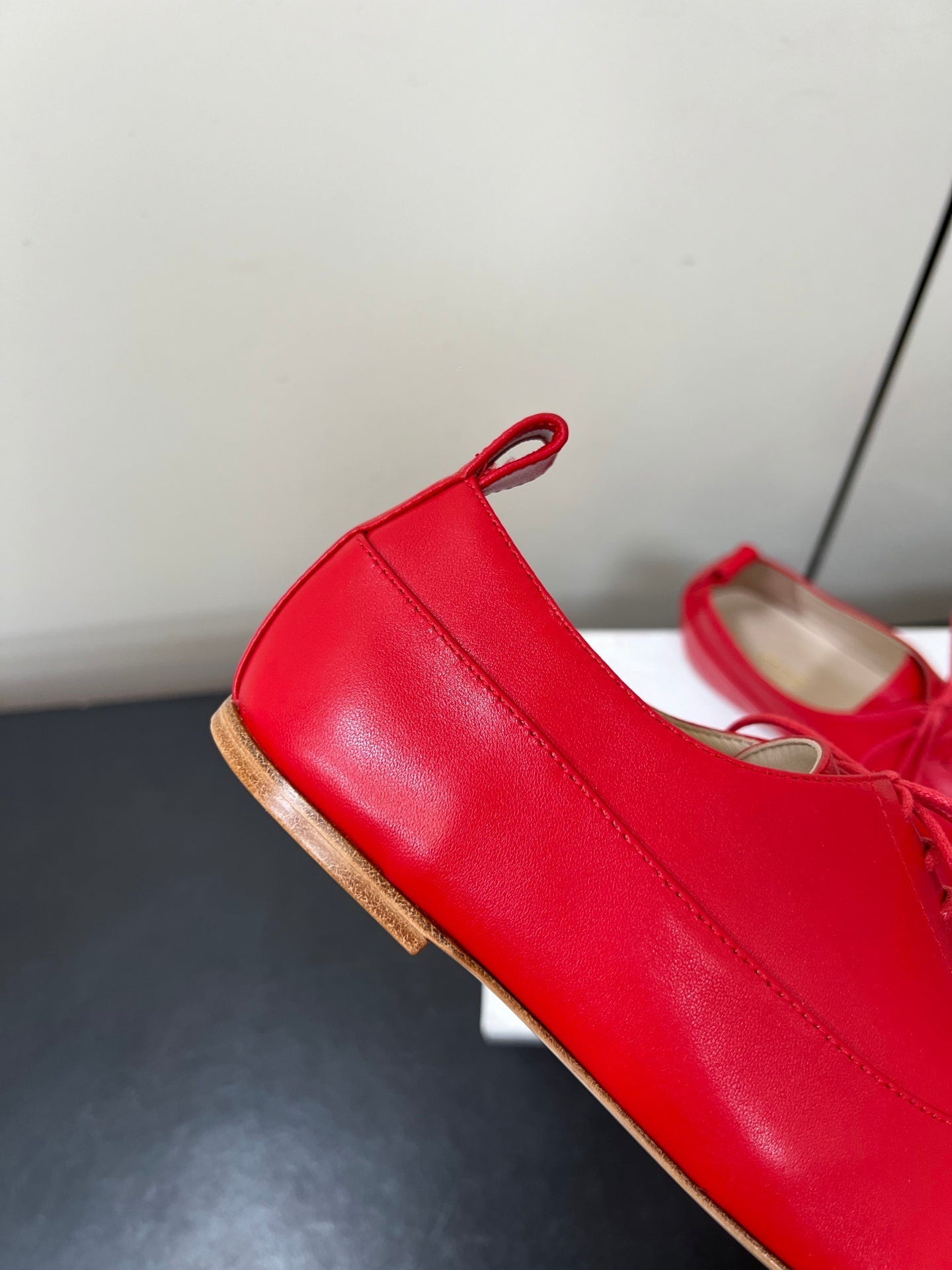 CELINE 26S MINIMAL LACE-UP SHOES IN RED CALFSKIN
