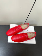 CELINE 26S MINIMAL LACE-UP SHOES IN RED CALFSKIN
