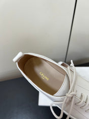 CELINE 26S MINIMAL LACE-UP SHOES IN WHITE CALFSKIN