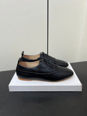 CELINE 26S MINIMAL LACE-UP SHOES IN BLACK CALFSKIN