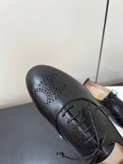 CELINE 26S MINIMAL LACE-UP SHOES IN BLACK CALFSKIN