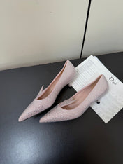 DIOR 26S POINTED-TOE HIGH HEELS 35MM IN PINK SUEDE CRYSTAL