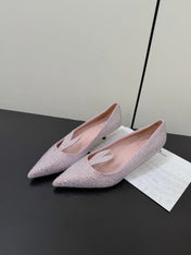 DIOR 26S POINTED-TOE HIGH HEELS 35MM IN PINK SUEDE CRYSTAL