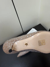 DIOR 26S POINTED-TOE HIGH HEELS 35MM IN NUDE SUEDE CRYSTAL