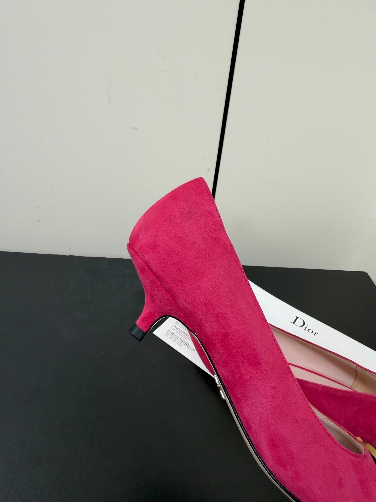 DIOR 26S POINTED-TOE HIGH HEELS 35MM IN RASPBERRY RED SUEDE GOLD HARDWARE