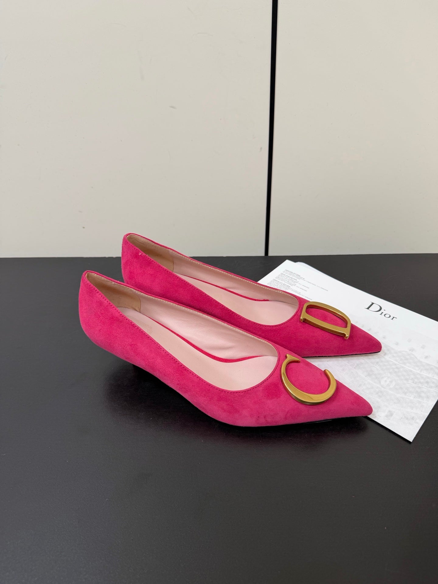 DIOR 26S POINTED-TOE HIGH HEELS 35MM IN RASPBERRY RED SUEDE GOLD HARDWARE