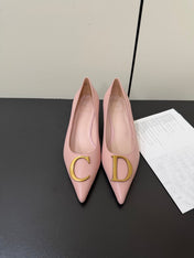 DIOR 26S POINTED-TOE HIGH HEELS 35MM IN PINK CALFSKIN GOLD HARDWARE