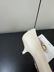 DIOR 26S POINTED-TOE HIGH HEELS 35MM IN CREAM WHITE CALFSKIN GOLD HARDWARE