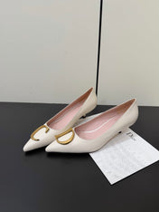 DIOR 26S POINTED-TOE HIGH HEELS 35MM IN CREAM WHITE CALFSKIN GOLD HARDWARE