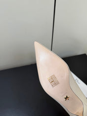 DIOR 26S POINTED-TOE HIGH HEELS 35MM IN CREAM WHITE CALFSKIN GOLD HARDWARE