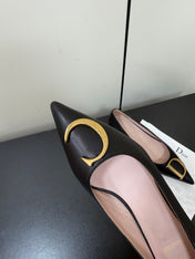 DIOR 26S POINTED-TOE HIGH HEELS 35MM IN BLACK CALFSKIN GOLD HARDWARE