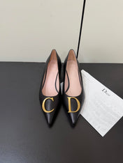 DIOR 26S POINTED-TOE HIGH HEELS 35MM IN BLACK CALFSKIN GOLD HARDWARE